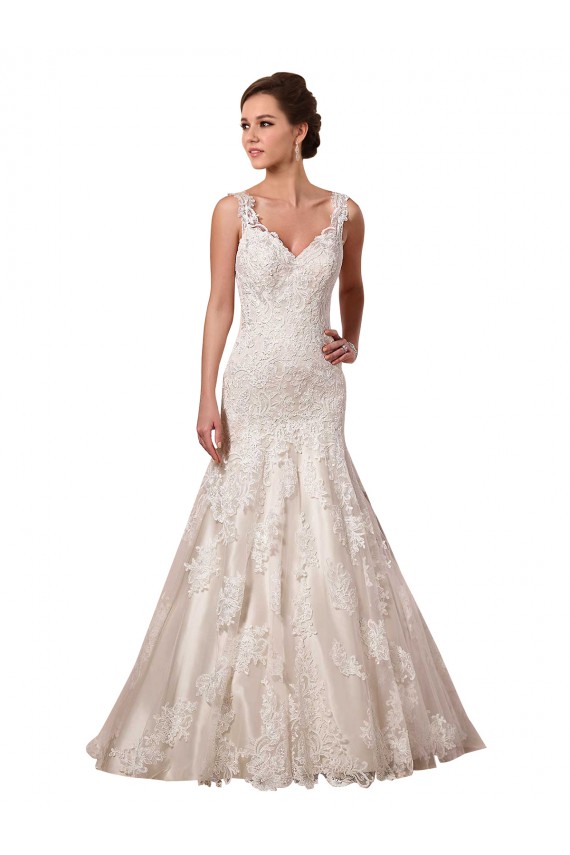 Ivory Mermaid V-Neck Chapel Train Bridal Wedding Dress Hobart