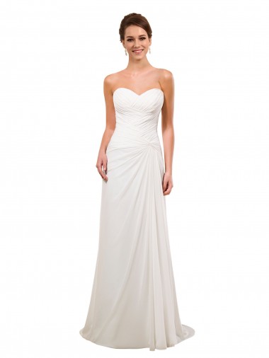 Ivory Sheath Sweetheart Chapel Train Wedding Gowns Hobart