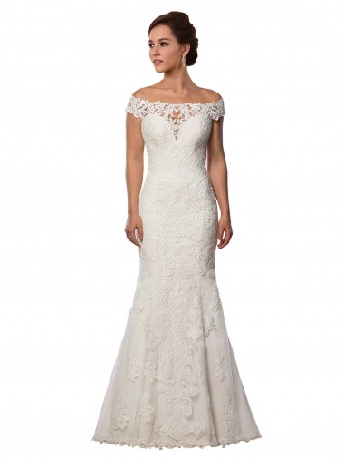 Ivory Mermaid Off the Shoulder Chapel Train Boho Wedding Dress Hobart