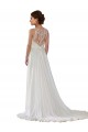 Ivory A-Line Illusion Neck Sweep Train Boho Wedding Dress Hobart