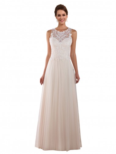 Ivory A-Line High Neck Chapel Train Boho Wedding Dress Hobart