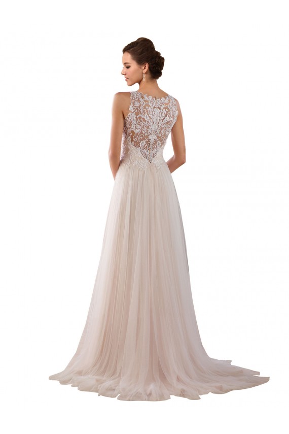 Ivory A-Line High Neck Chapel Train Boho Wedding Dress Hobart