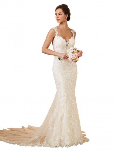 Keyhole Back Ivory Mermaid Sweetheart Chapel Train Modern Wedding Dress Hobart