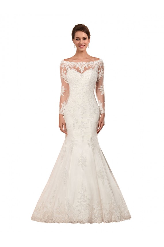 Ivory Mermaid Bateau Neck Chapel Train Sexy Wedding Dress Hobart