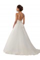 Ivory Ball Gown Spaghetti Straps Chapel Train Boho Wedding Dress Hobart