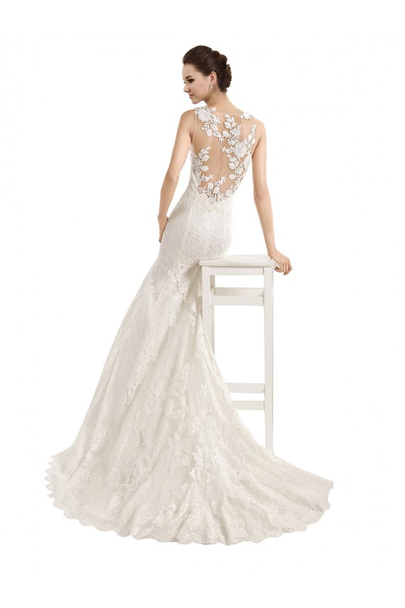 Ivory Mermaid Illusion Neck Chapel Train Wedding Dress Hobart