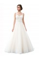 Ivory A-Line Illusion Neck Cathedral Train Beach Wedding Dress Hobart