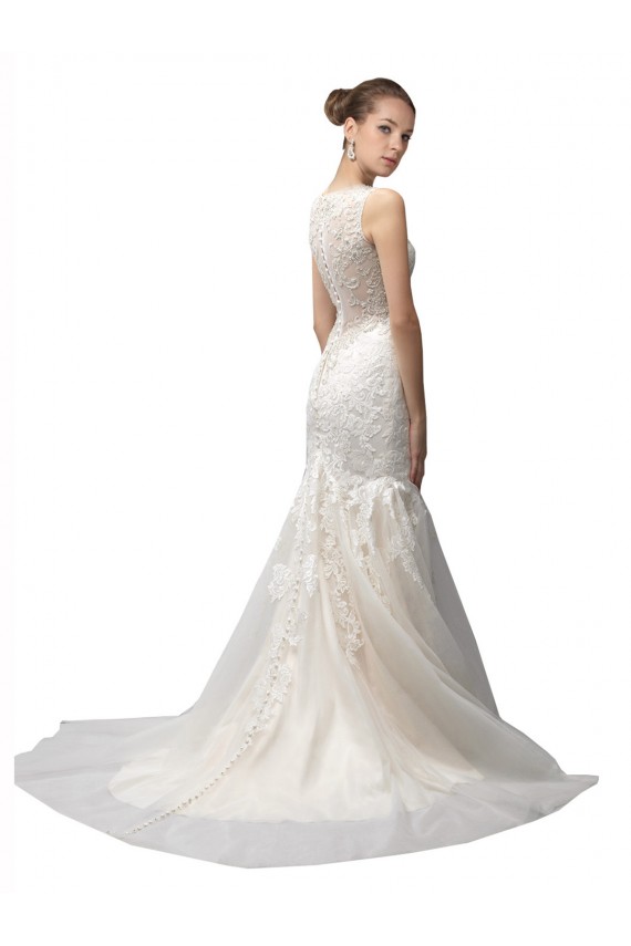 Ivory Mermaid Illusion Neck Sweep Train Wedding Dress Hobart