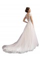 Ivory & Champagne A-Line Illusion Neck Cathedral Train Beach Wedding Dress Hobart