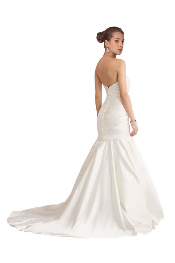 Low Back Ivory Mermaid Strapless Chapel Train Beach Wedding Dress Hobart