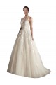 Ivory & Champagne A-Line Illusion Neck Chapel Train Wedding Dress Hobart