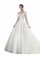 White A-Line Illusion Neck Cathedral Train Wedding Dress Hobart