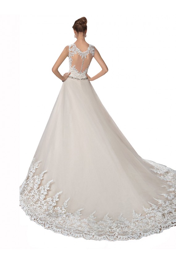 Ivory & Champagne A-Line Sweetheart Chapel Train Wedding Dress Hobart