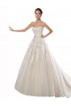 Ivory & Champagne A-Line Strapless Chapel Train Wedding Dress Hobart