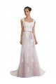 Ivory & Pink Mermaid Strapless Sweep Train Beach Wedding Dress Hobart