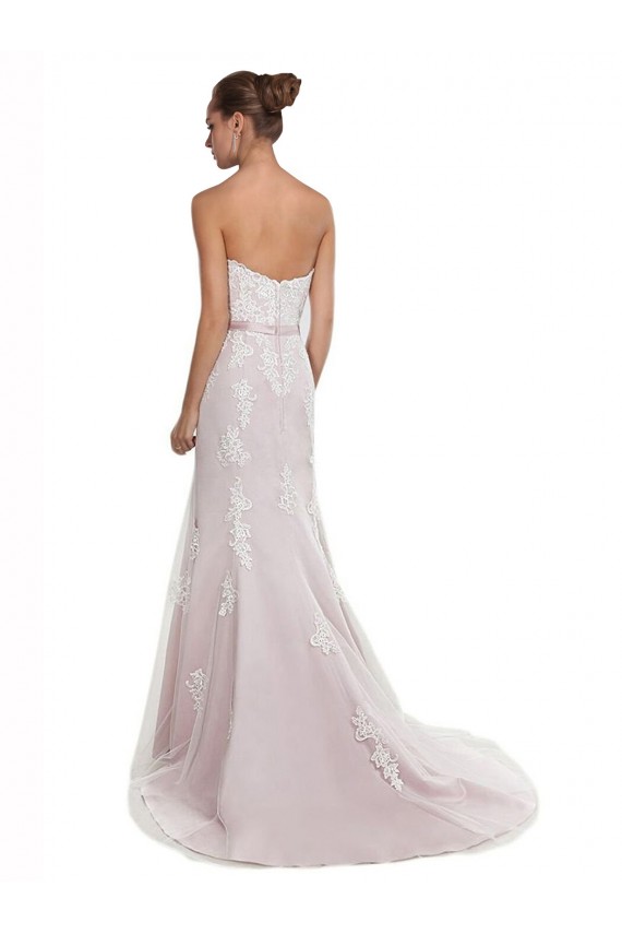 Ivory & Pink Mermaid Strapless Sweep Train Beach Wedding Dress Hobart
