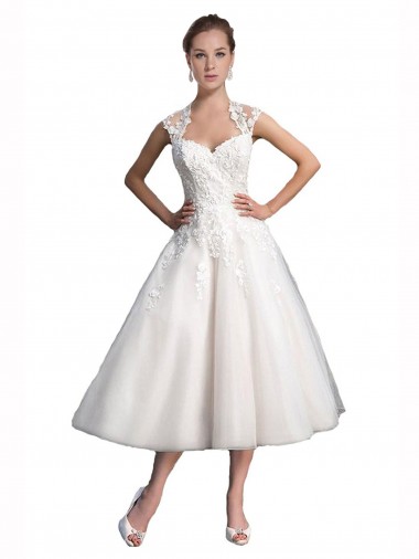 Ivory A-Line Sweetheart Tea Length Beach Wedding Dress Hobart