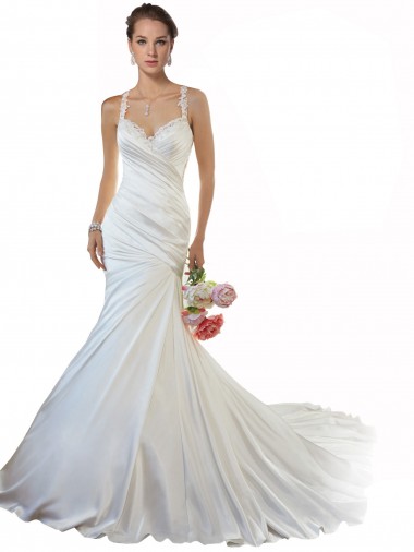 Ivory Mermaid Sweetheart Chapel Train Beach Wedding Gowns Hobart