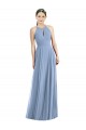 Dusty Blue A-Line Halter Neck Long Semi Formal Evening Dress / Bridesmaid Dress Hobart
