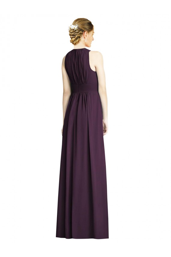 Grape A-Line V-Neck Long Bridesmaid Dress Hobart
