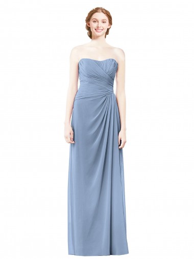 Dusty Blue A-Line Strapless Long Formal Dresses / Bridesmaid Dresses Hobart
