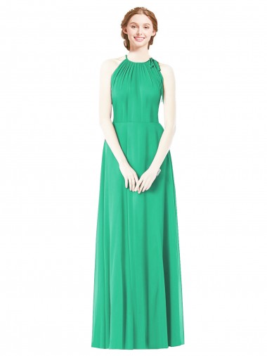 Emerald Green A-Line Halter Neck Long Bridesmaid Dress Hobart