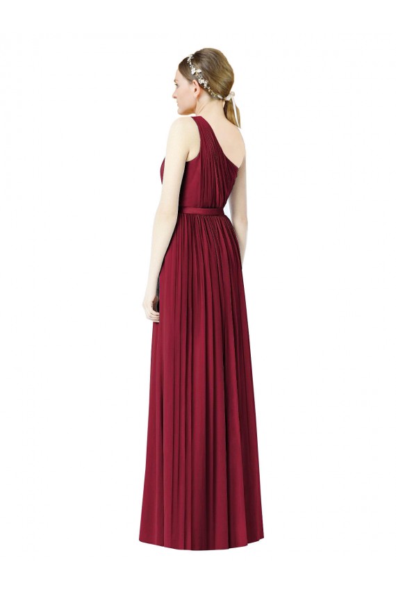 Burgundy A-Line One Shoulder Long Bridesmaid Gown Hobart