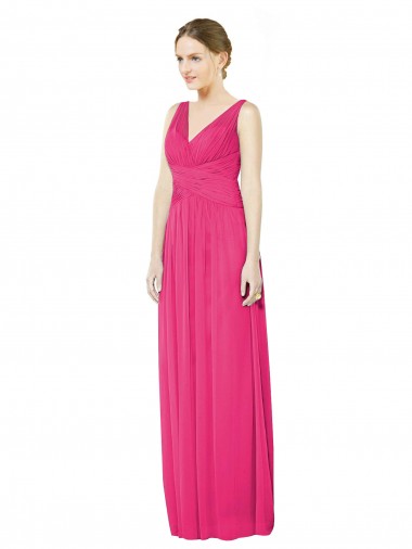 V-Back Azalea A-Line V-Neck Long Bridesmaid Dress Hobart