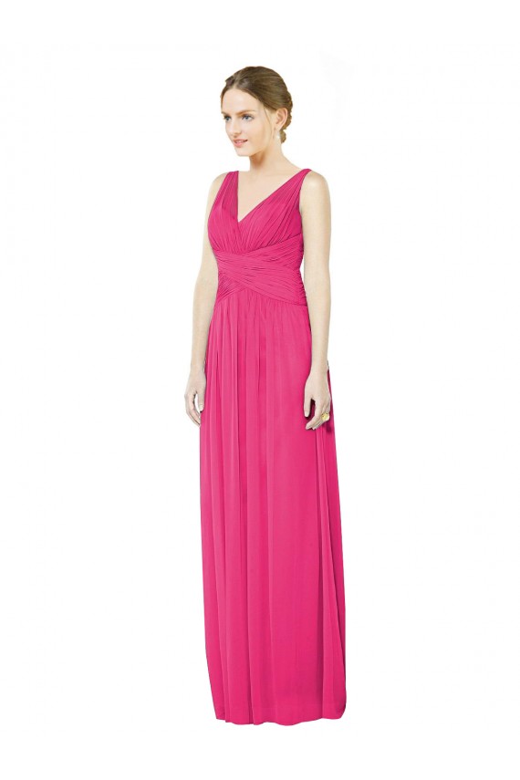 V-Back Azalea A-Line V-Neck Long Bridesmaid Dress Hobart