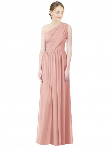 Bliss Pink A-Line One Shoulder Long Bridesmaid Dress Hobart