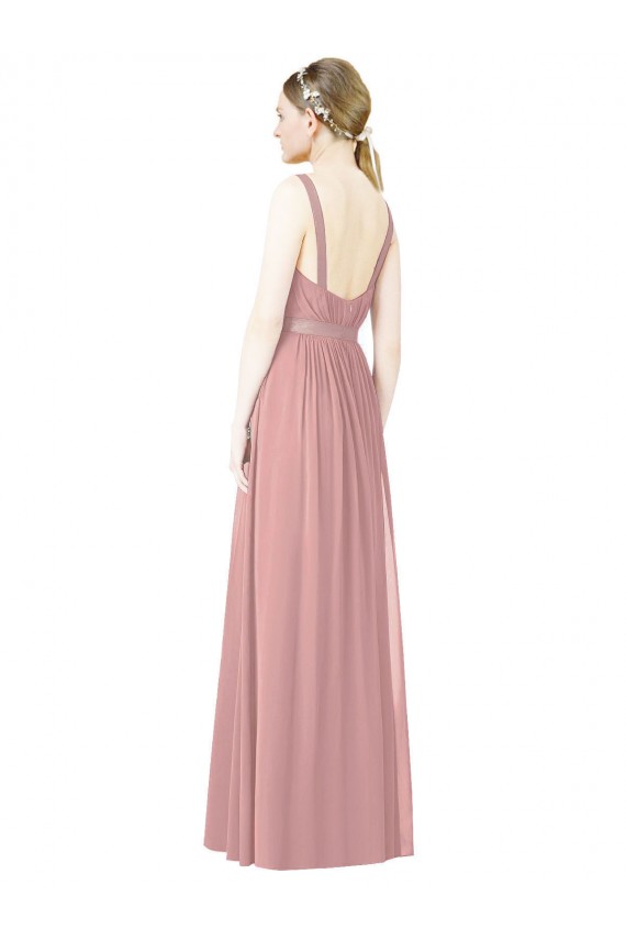 Dusty Pink A-Line High Neck Long Bridesmaid Dress Hobart