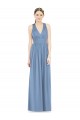 Dusty Blue A-Line V-Neck Long Bridesmaid Gowns Hobart