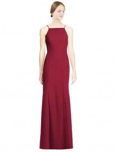 Burgundy Mermaid Spaghetti Straps Long Bridal Party Dress Hobart