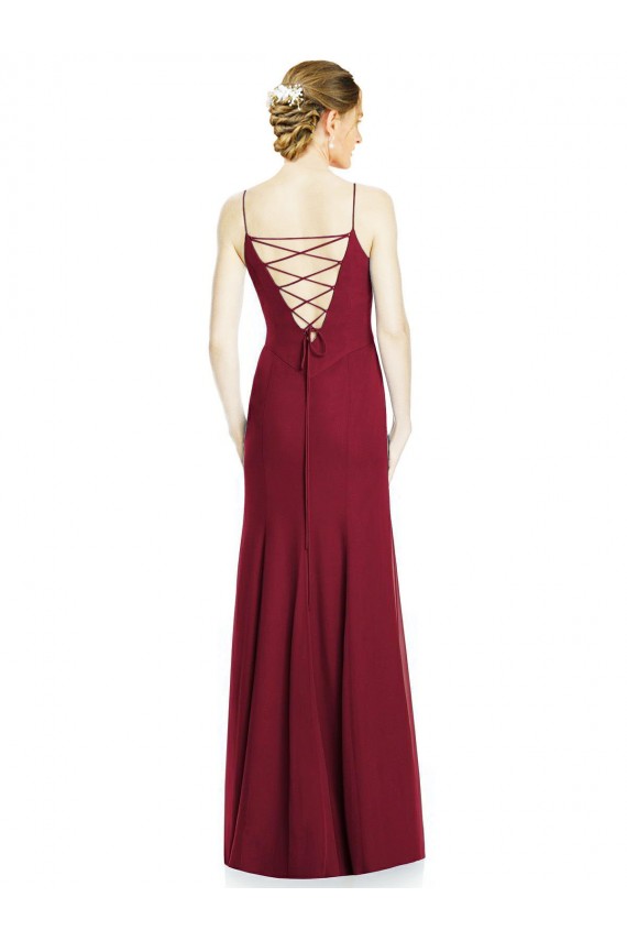 Burgundy Mermaid Spaghetti Straps Long Bridal Party Dress Hobart