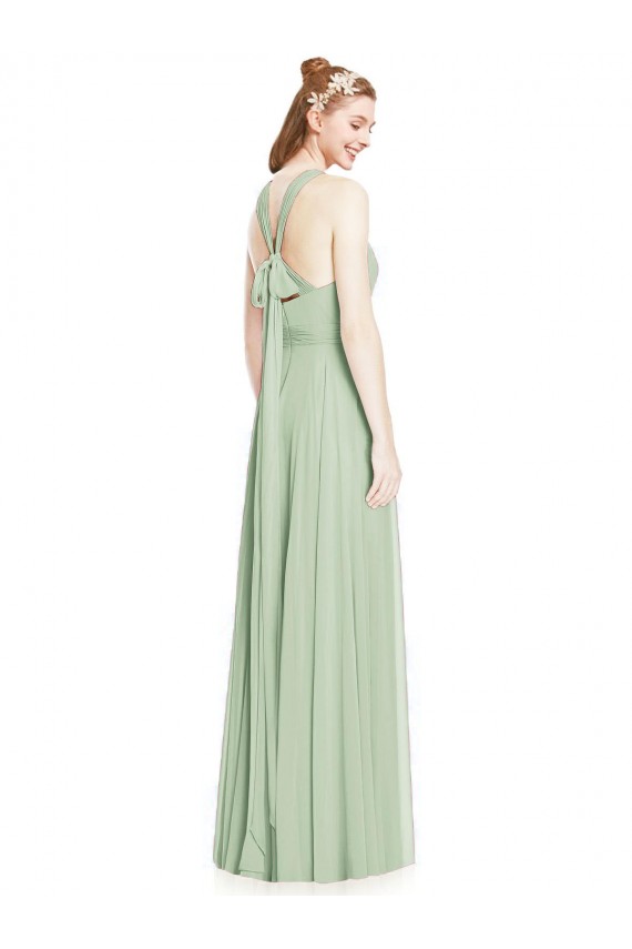 Sage A-Line Halter Neck Long Bridesmaid Dress / Evening Dress Hobart