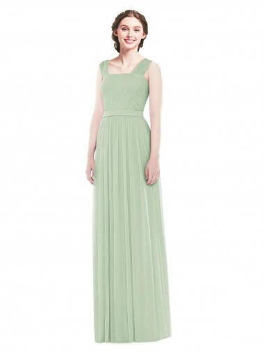 Sage A-Line Spaghetti Straps Long Bridal Party Dress Hobart