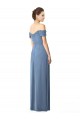 Dusty Blue A-Line Off the Shoulder Long Bridesmaid Dress Hobart