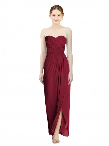 Burgundy Sheath Sweetheart Long Bridesmaid Dress Hobart