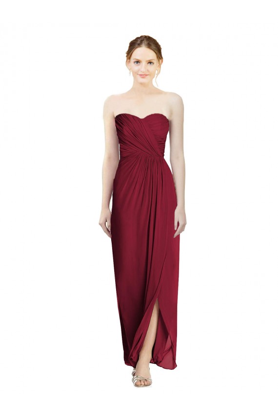 Burgundy Sheath Sweetheart Long Bridesmaid Dress Hobart