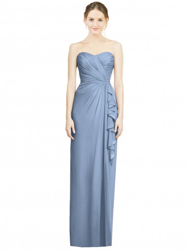 Dusty Blue Sheath Strapless Long Bridesmaid Dress Hobart