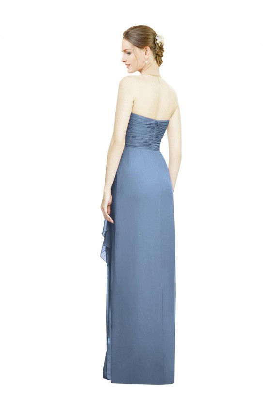 Dusty Blue Sheath Strapless Long Bridesmaid Dress Hobart