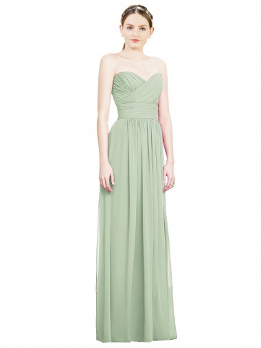 Open Back Sage A-Line Strapless Long Bridesmaid Dress Hobart