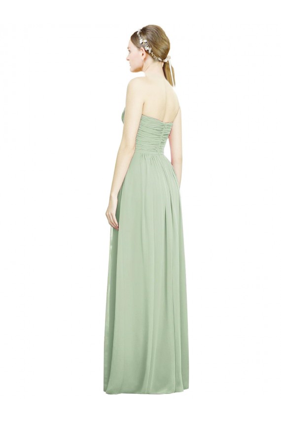 Open Back Sage A-Line Strapless Long Bridesmaid Dress Hobart
