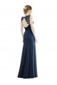Dark Navy Mermaid Illusion Neck Long Bridesmaid Dress Hobart