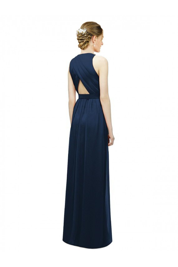 Salmon A-Line Halter Neck Long Bridesmaid Dress Hobart