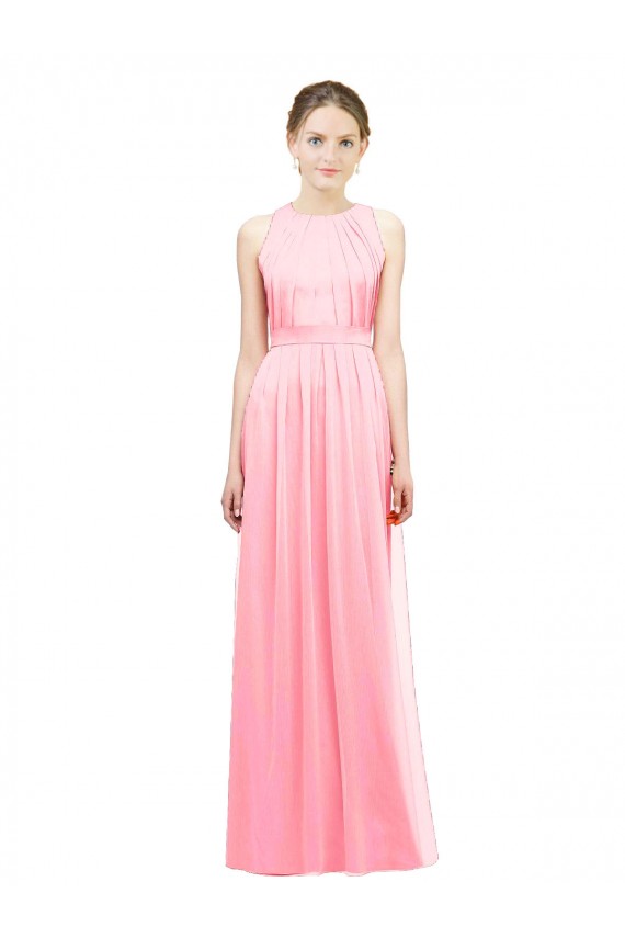 Salmon A-Line Halter Neck Long Bridesmaid Dress Hobart