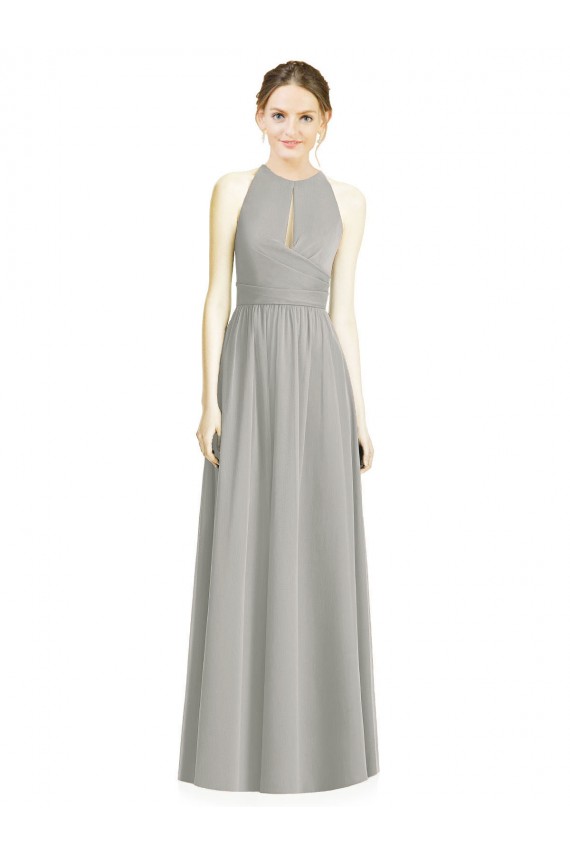 Silver A-Line Halter Neck Long Bridesmaid Dress / Evening Dress Hobart