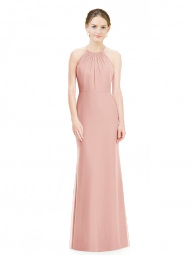 Bliss Pink Mermaid Halter Neck Long Bridesmaid Dress Hobart