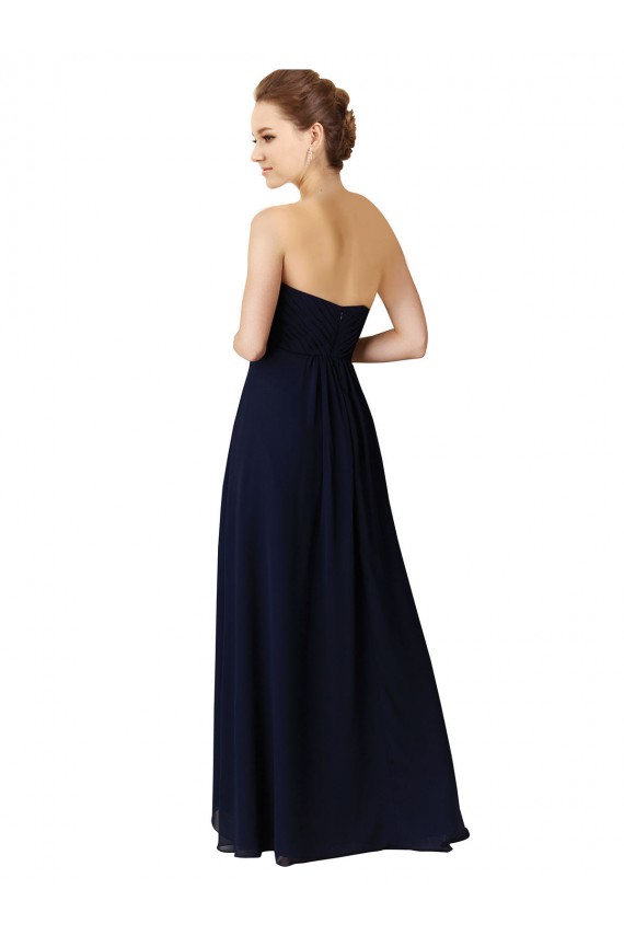 Dark Navy A-Line Sweetheart Long High Low Bridesmaid Dress Hobart
