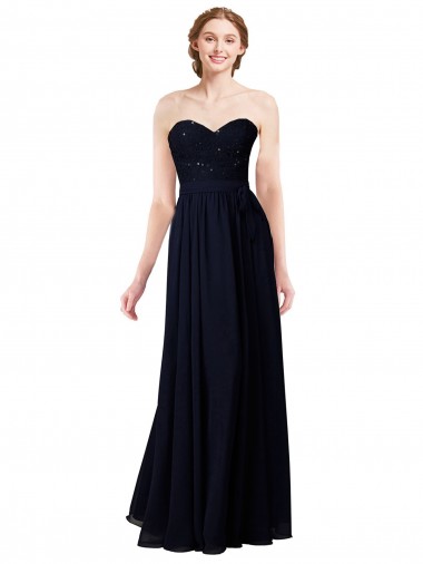 Dark Navy A-Line Sweetheart Long Formal Dress / Bridesmaid Dress Hobart
